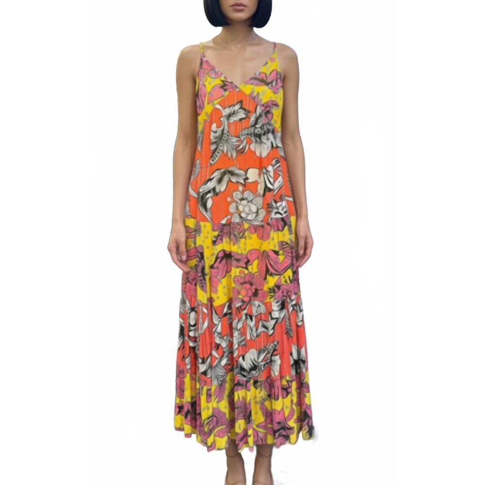 NEW JUST BELLINA flowy v neck maxi dress in yellow